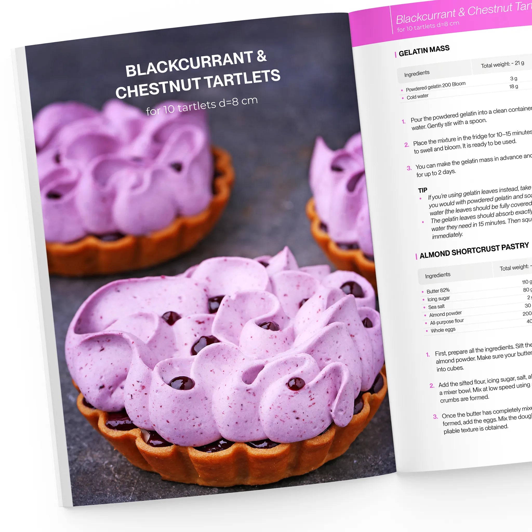 blackcurrant and chestnut tartlets