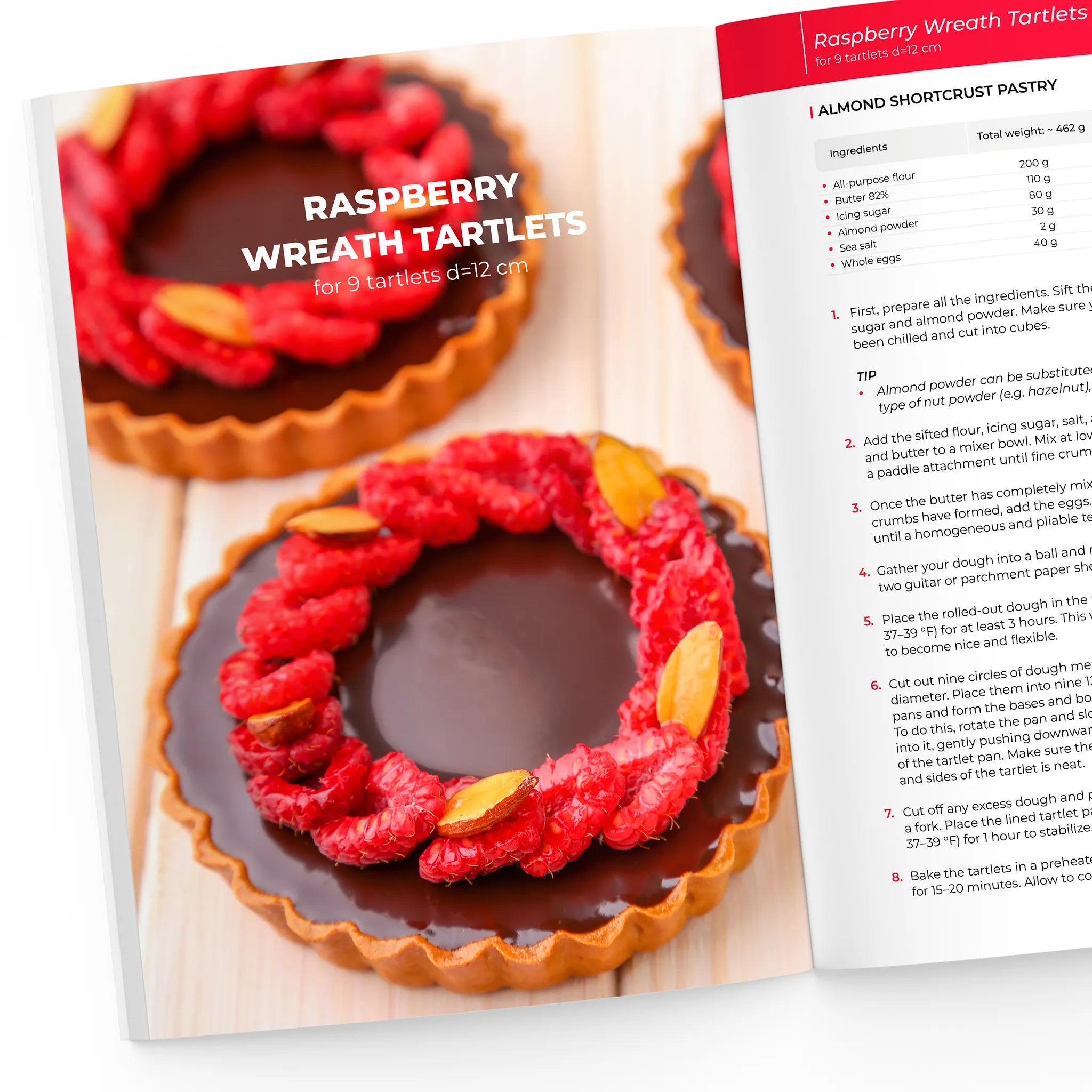 raspberry wreath tartlets