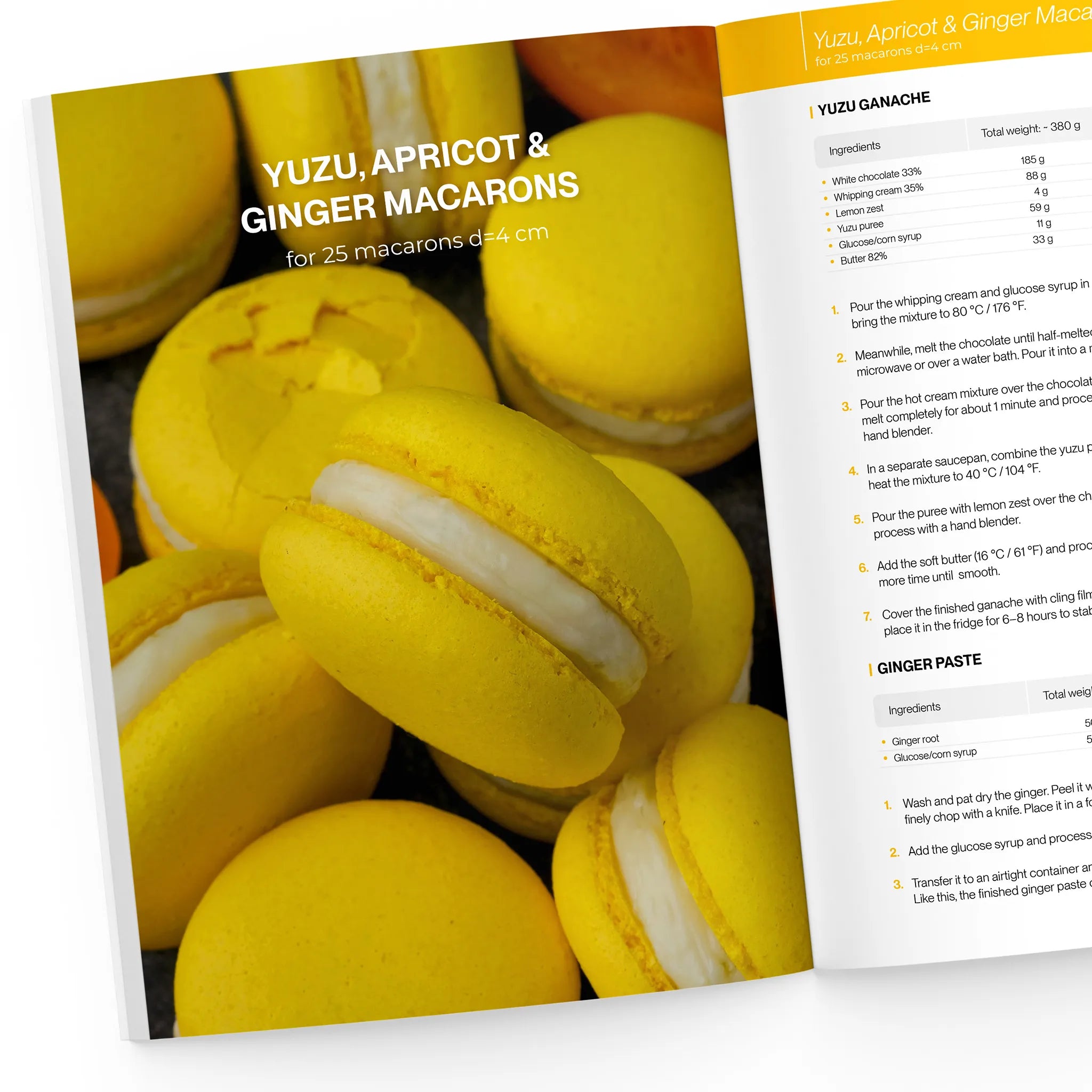 Yuzu, apricot, and ginger macaron