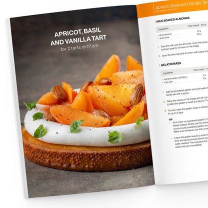 Apricot, basil, and vanilla tart
