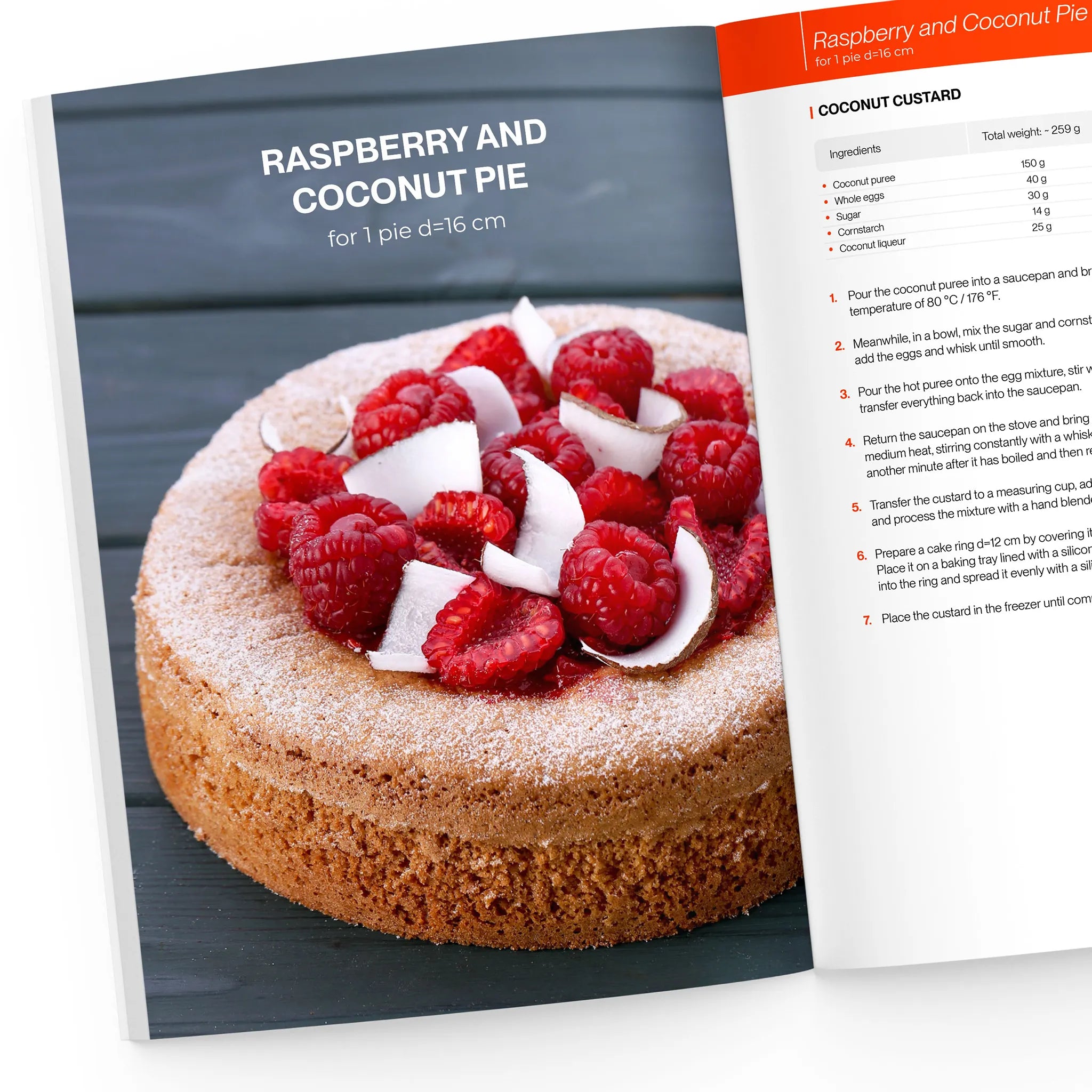 raspberry and coconut pie