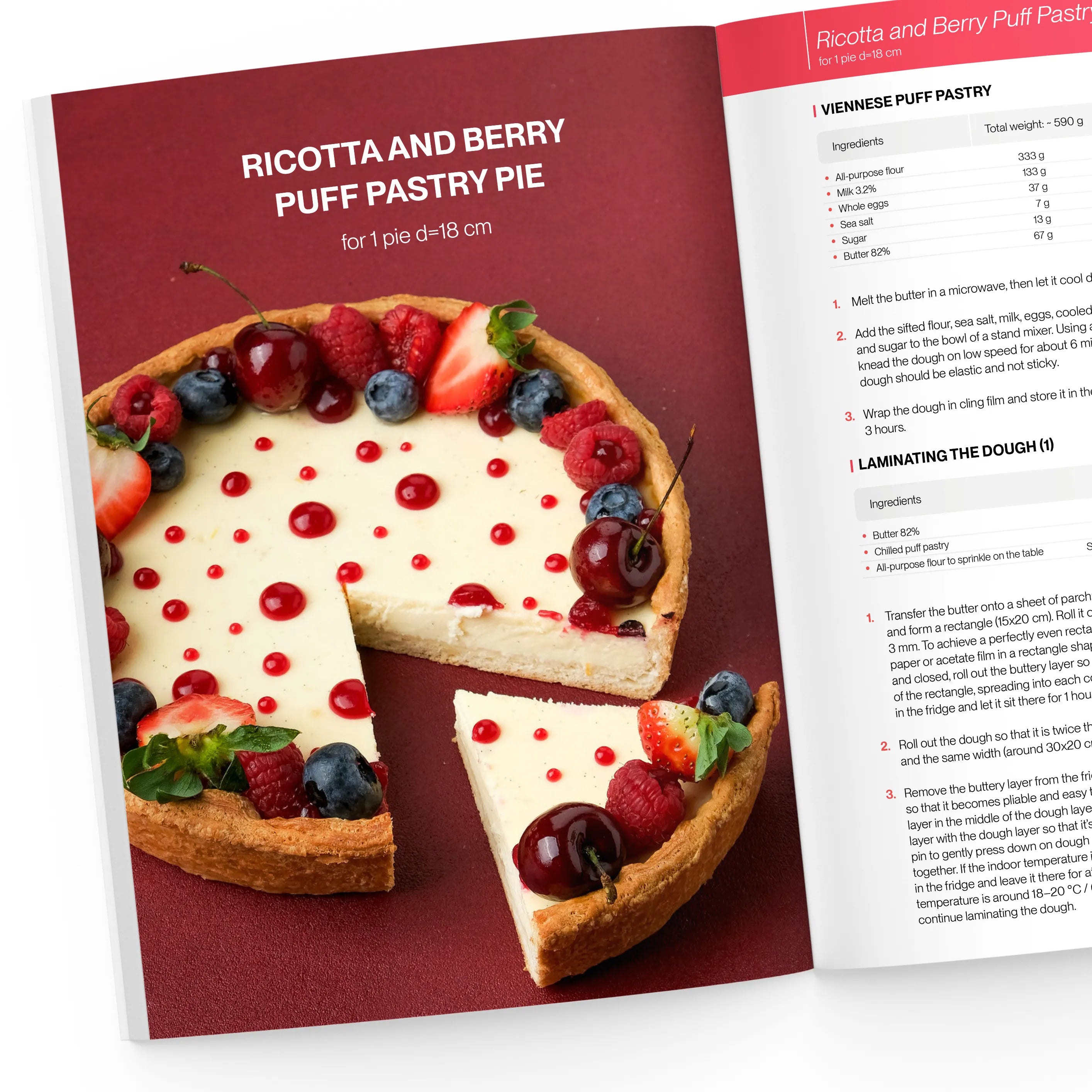 Ricotta and berry puff pastry pie