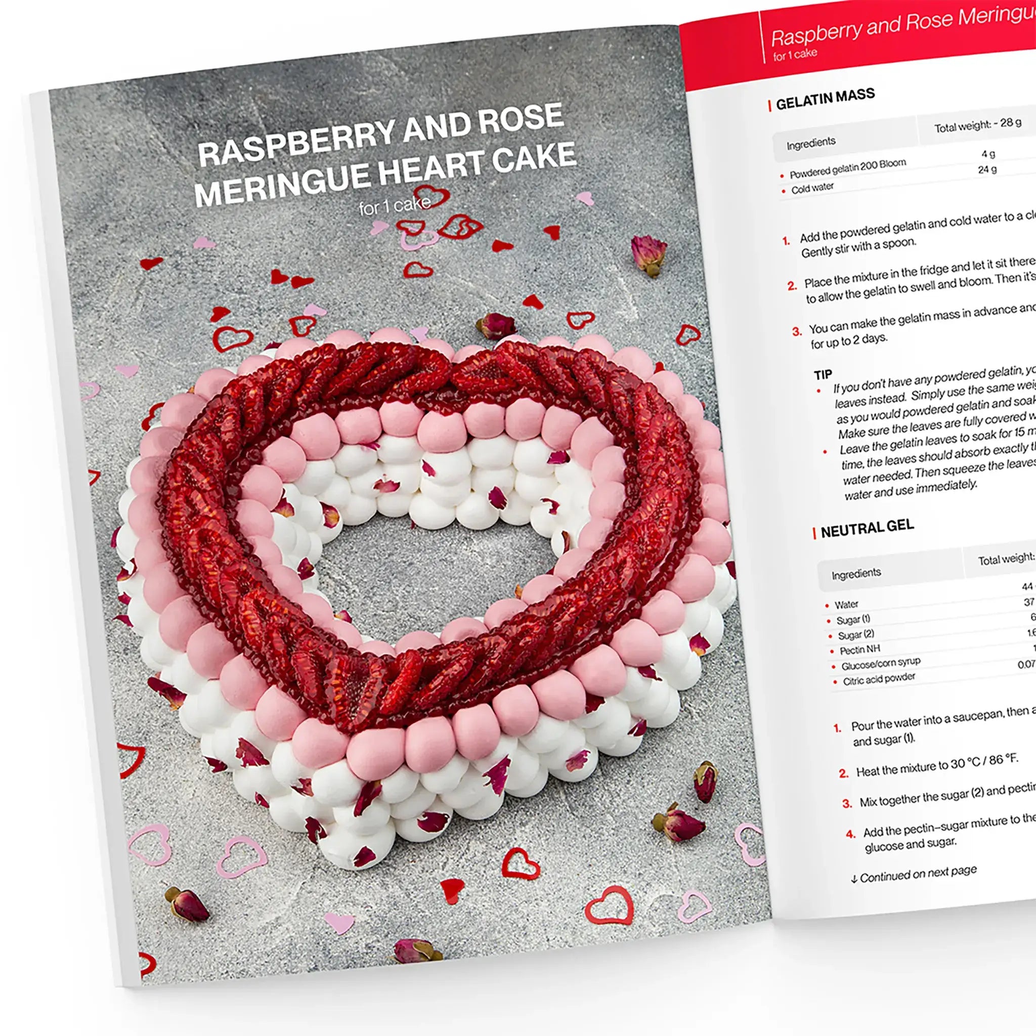 Raspberry and Rose Meringue Heart Cake