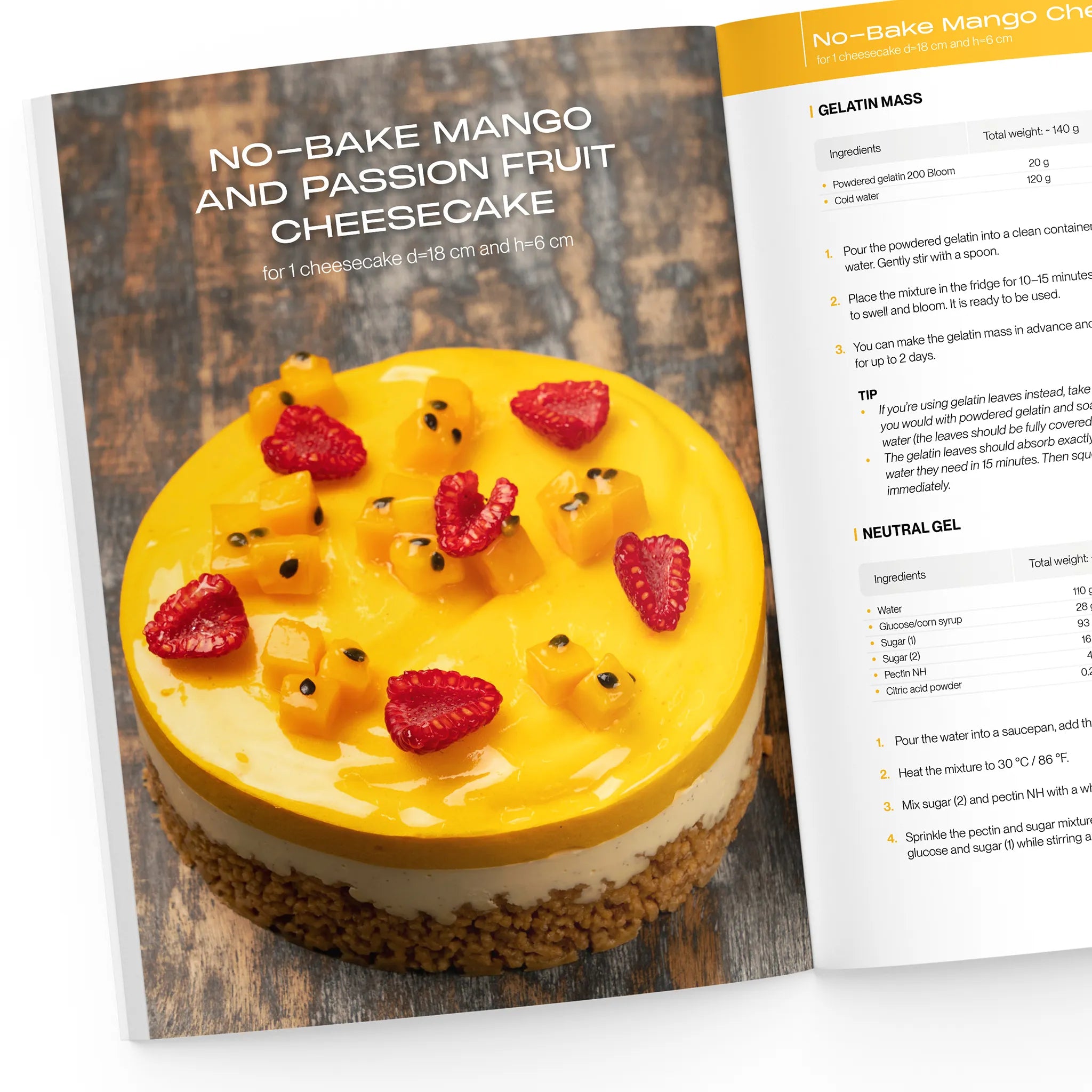 No-bake mango and passion fruit cheesecake