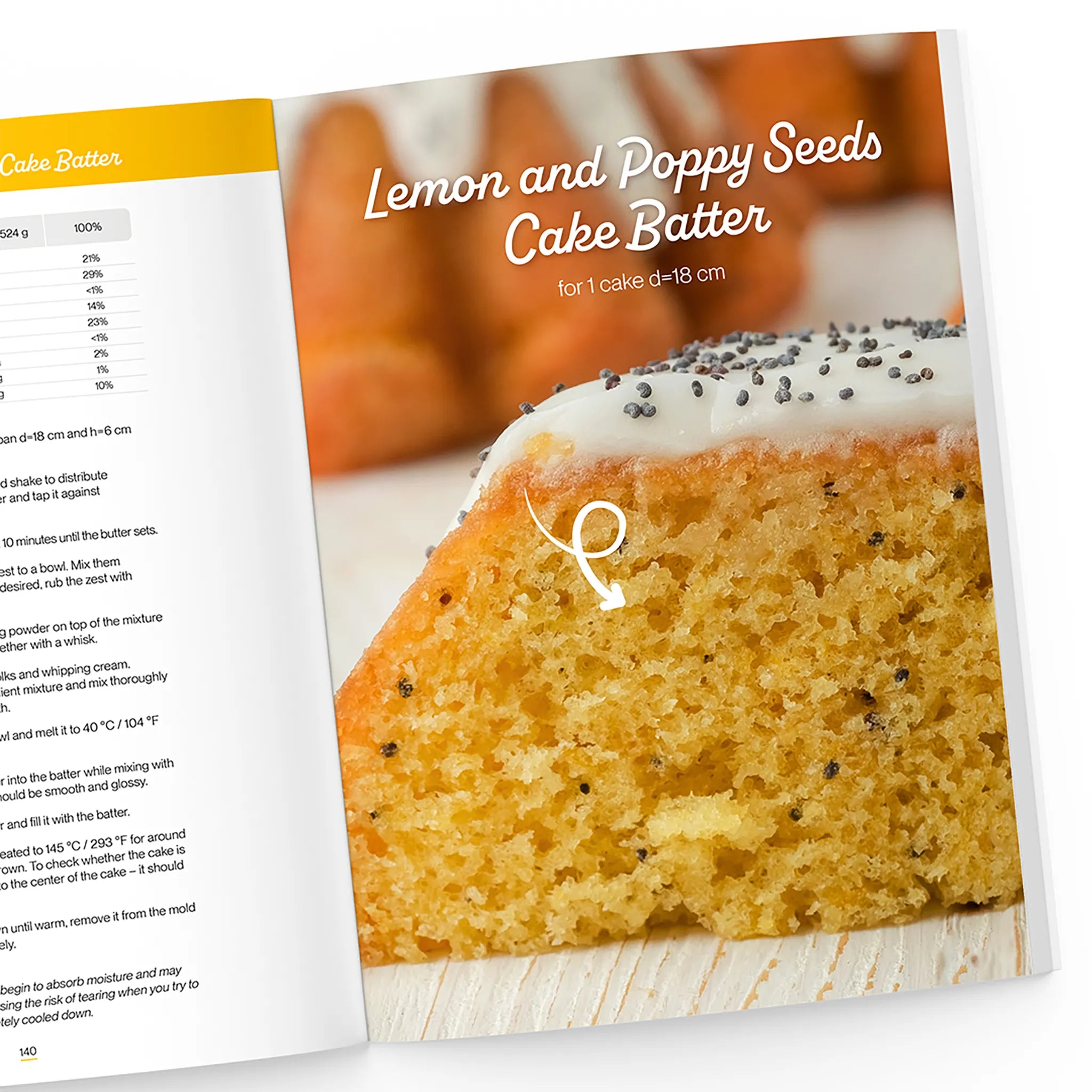 Cake batter with lemon and poppy seeds 