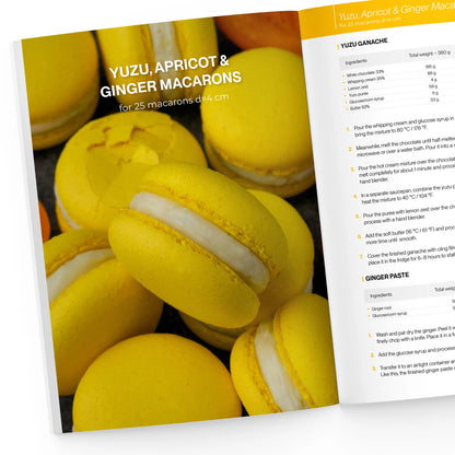 Yuzu, apricot, and ginger macaron